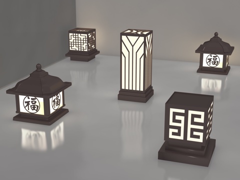  新中式 草坪灯 户外灯 景观灯3d模型 