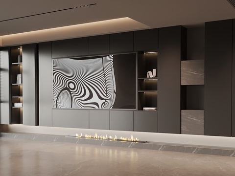 现代背景墙 电视背景墙su模型