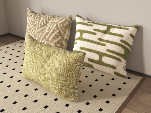 现代抱枕 布艺软装 抱枕组合 沙发抱枕 靠枕su模型