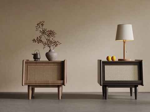  新中式床头柜 实木床头柜3d模型 