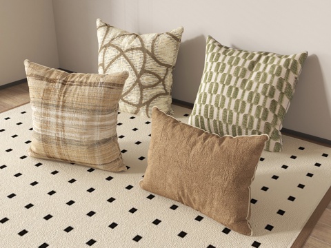  现代抱枕 布艺软装 抱枕组合 沙发抱枕 靠枕3d模型 