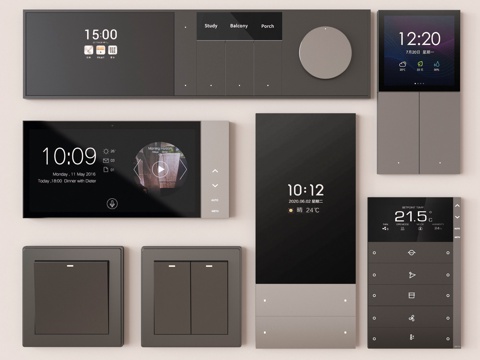 现代开关插座 智能控制面板su模型