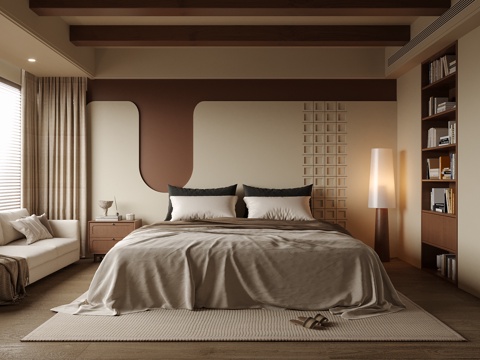  现代卧室 双人床3d模型 