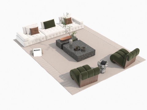  现代沙发组合3d模型 