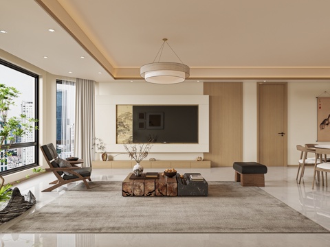  宋氏美学原木客餐厅3d模型 