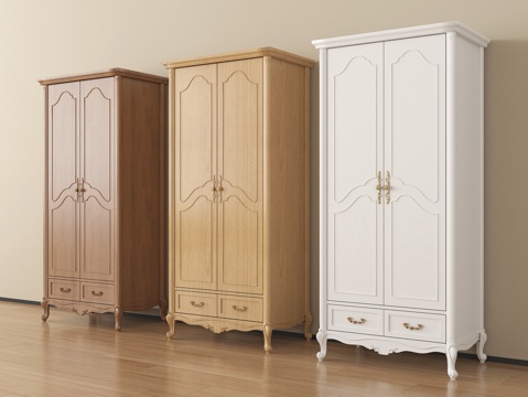 法式衣柜 木材  高柜su模型