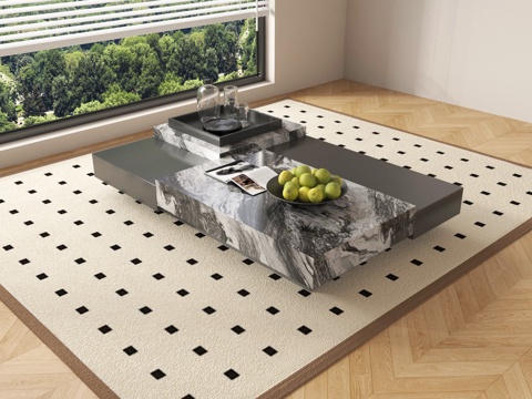 现代茶几 大理石茶几su模型