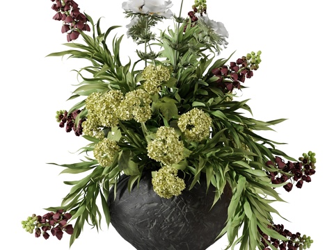  新中式侘寂花瓶花艺3d模型 