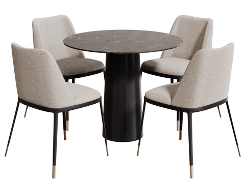 现代奶油风桌椅组合 餐桌组合 洽谈桌椅 圆桌 休闲桌椅su模型