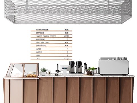  现代餐厅吧台 咖啡吧3d模型 