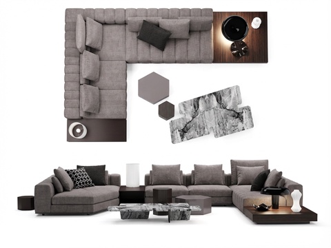  意式现代沙发组合 minotti沙发 客厅沙发 多人沙发3d模型 