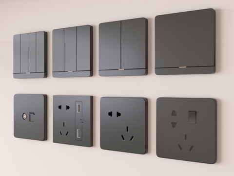  现代开关插座组合3d模型 