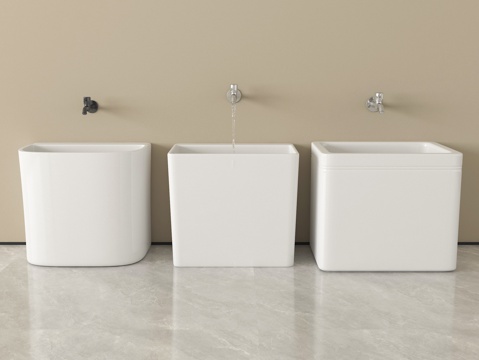 现代拖把池 拖布池 墩布池su模型