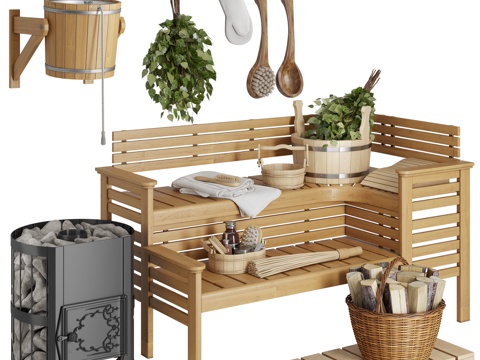  桑拿配件 浴室配件 桑拿炉3d模型 