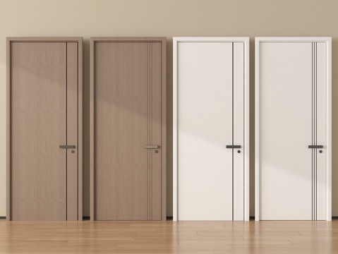  现代单开门 卧室门 平开门 木门3d模型 