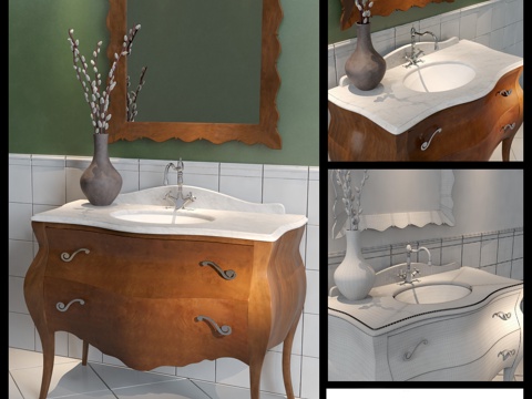  简欧洗手台 洗手台3d模型3d模型 
