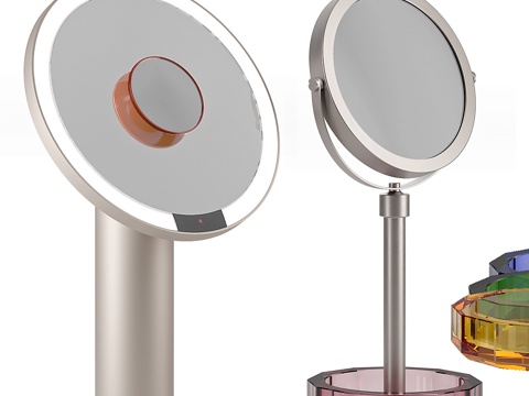  现代圆形化妆镜 台镜3d模型 