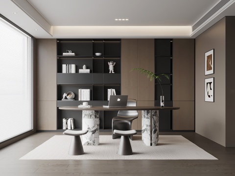 意式书房su模型