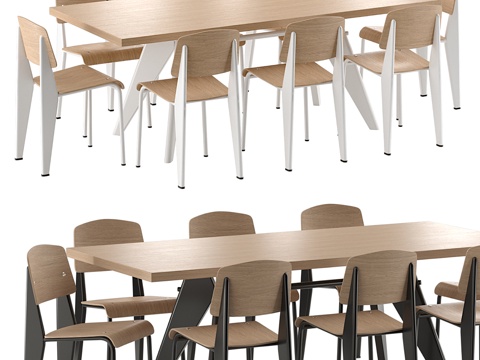  现代餐桌椅组合3d模型 