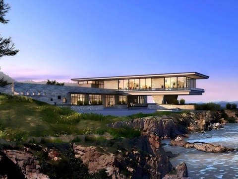 现代游客中心  游客驿站建筑su模型