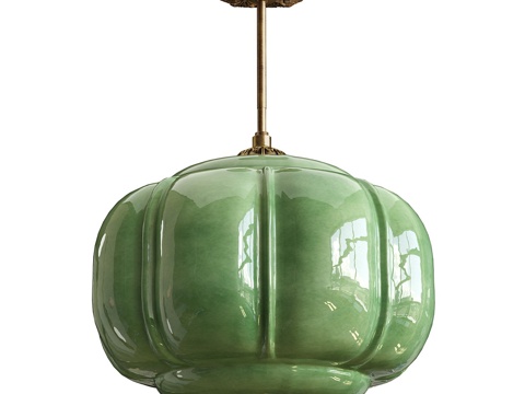  新中式中古风玻璃装饰小吊灯3d模型 