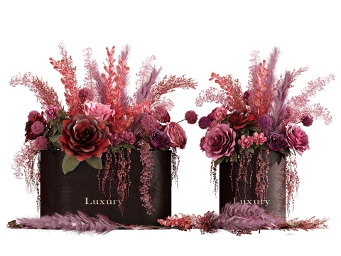  现代花瓶花艺组合3d模型 