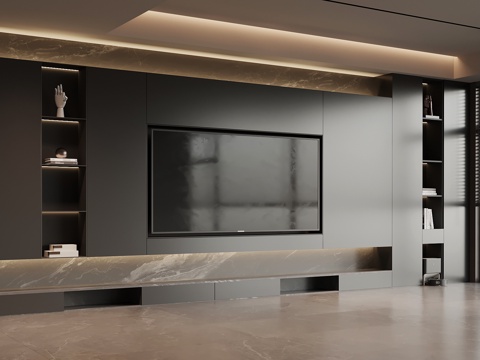  意式背景墙 电视背景墙3d模型 