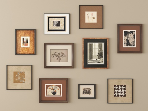  中古风挂画组合 装饰挂画3d模型 