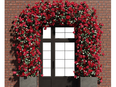  现代拱形花环 花卉墙饰3d模型 