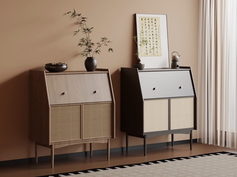  新中式储物柜 边柜 置物柜3d模型 