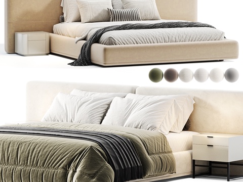  现代双人床3d模型 