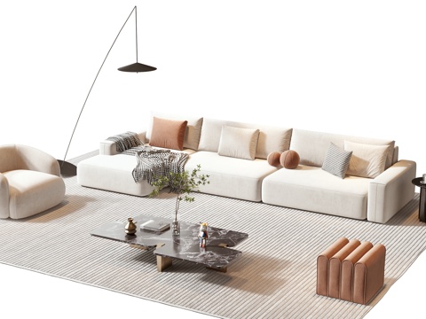  Minotti现代沙发茶几组合3d模型 