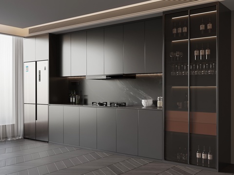  现代意式酒柜 餐边柜 橱柜3d模型 