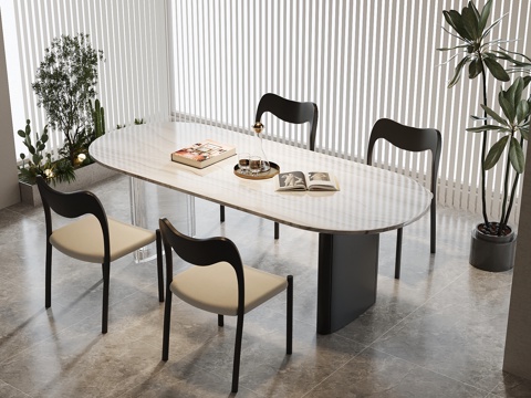  现代餐桌椅su模型 