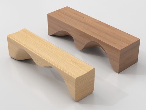 现代户外椅 公共座椅 休闲长凳 实木长凳su模型