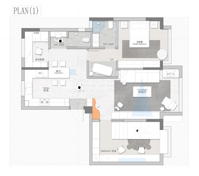 101㎡家装平面方案 彩平图cad施工图