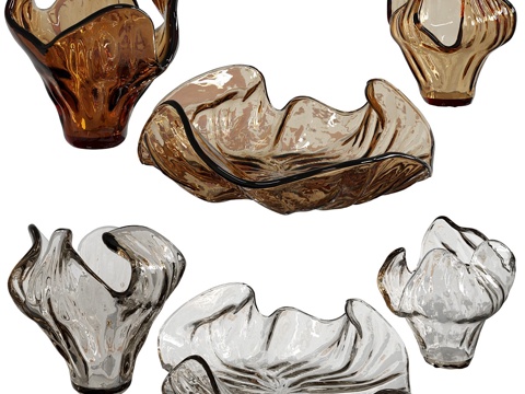  现代玻璃花瓶 托盘3d模型 