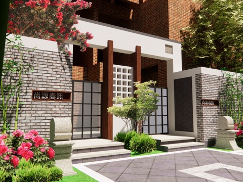  水池 阳光房 微景观 露台 造景 屋顶花园 水景 景观su模型 