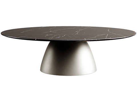  现代意式岩板圆茶几3d模型 