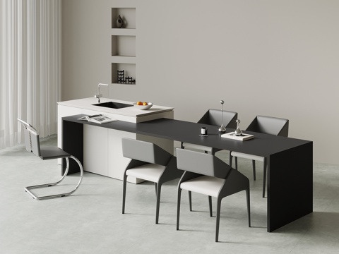 现代岛台su模型