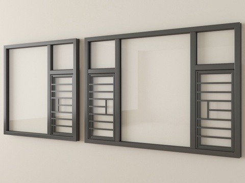  现代窗户组合 平开窗 阳台窗3d模型 