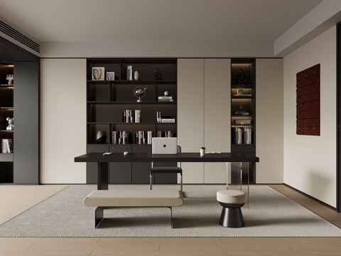 现代书房su模型