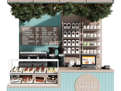  现代咖啡吧3d模型 