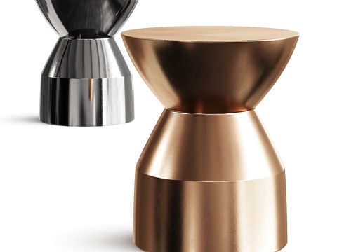  现代轻奢金属圆边几3d模型 