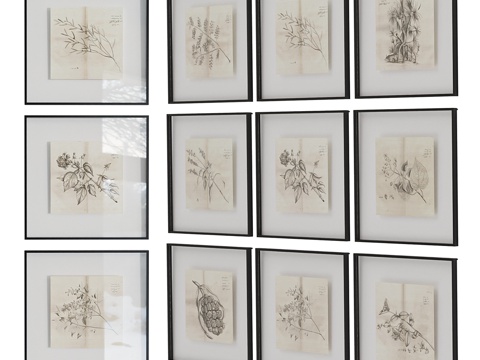  现代极简装饰挂画3d模型 