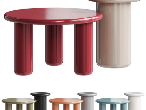  现代奶油风茶几组合3d模型 