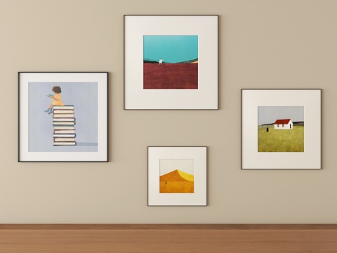  现代挂画组合 儿童挂画 装饰画3d模型 