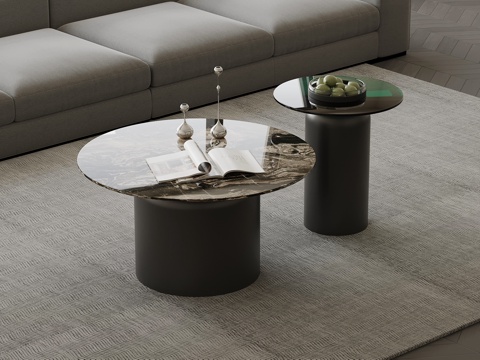  现代意式茶几 子母组合茶几su模型 