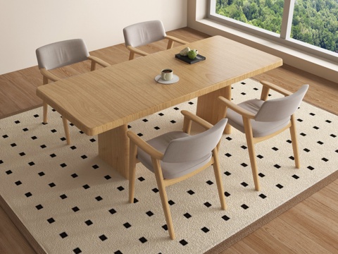  现代洽谈桌椅 休闲桌椅 实木餐桌椅3d模型 