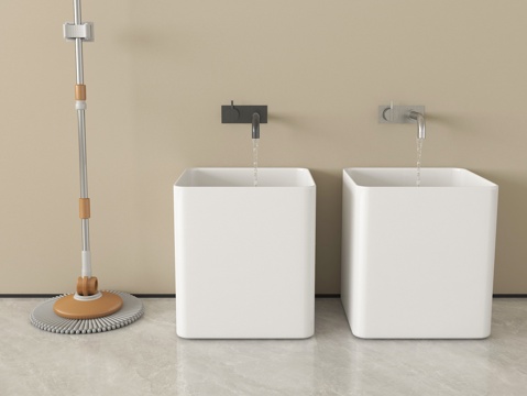  现代拖把池 拖布池 墩布池 拖把3d模型 